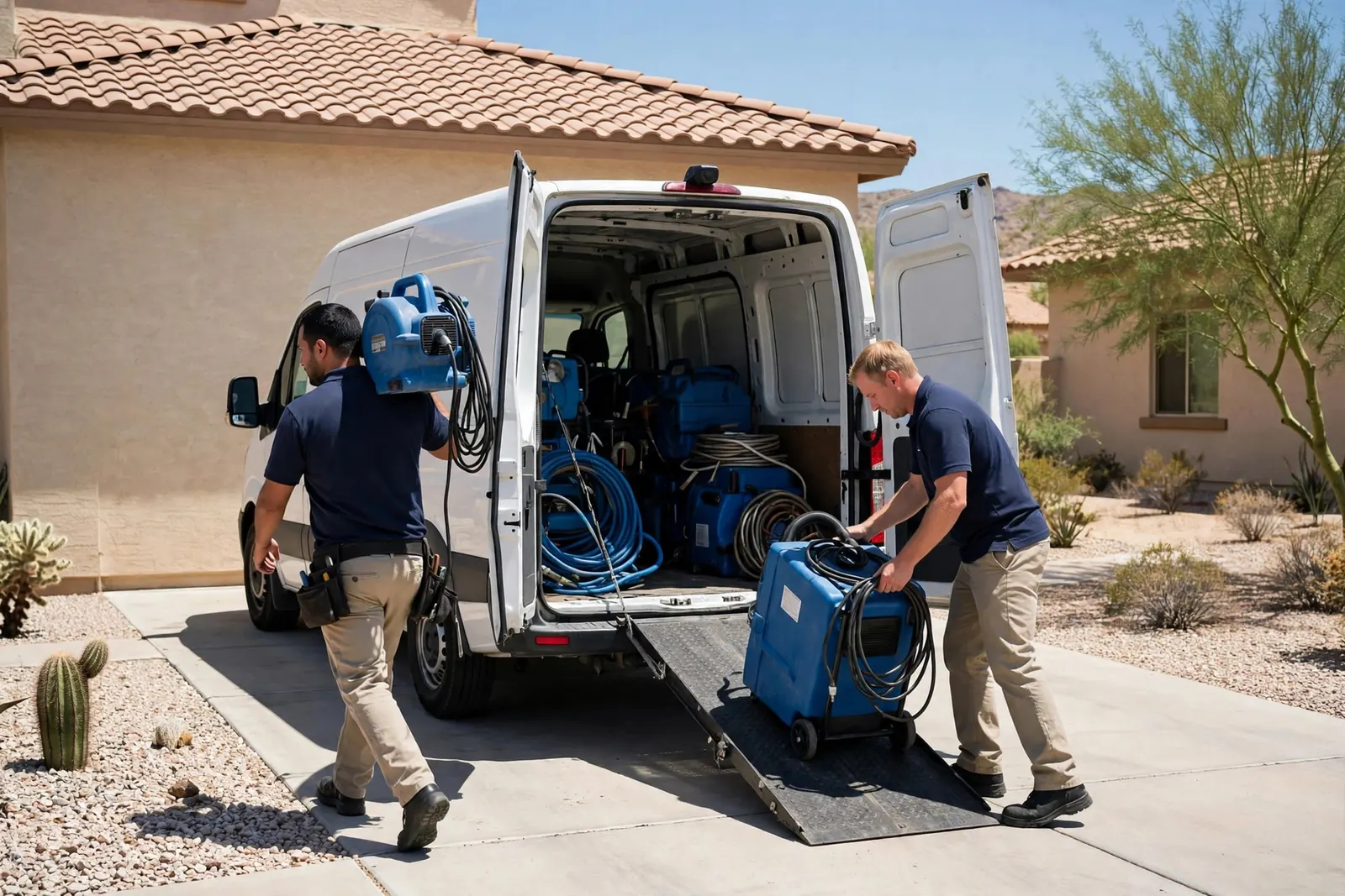 San Tan Dry Co. crew van at a Queen Creek home